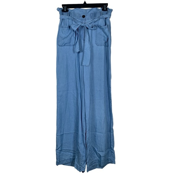 Atelier Reve Light Blue Lightweight Wide Leg Belted Pants Size 6 EUC #DS-0297 - Picture 1 of 5
